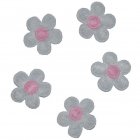 Wit bloemetje met roze hart, 12 stuks, 2,5cm