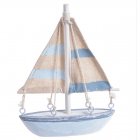 Zeilboot Lichtblauwblauw met gestreepte zeilen, 14cm