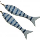 2 Blauw met wit gestreepte vissen, 16cm