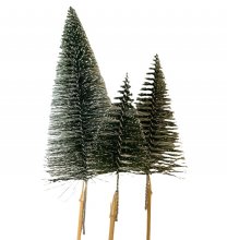Set van 3, Winterse kerstbomen met poedersneeuw,  7-10-15cm