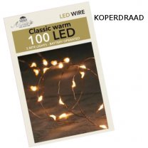 LED lichtsnoer KOPER 100 lampjes ZONDER Timer, 5m