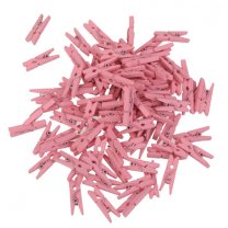 Houten wasknijpertjes roze, 50 stuks