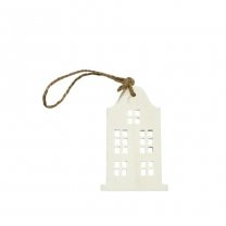 Houten hanger wit deco huisje van 4.5cm