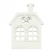 Houten wit deco huisje 8 cm