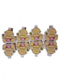 Knijpertje baby met rammelaar roze