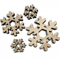 4 Houten sneeuwvlokken naturel
