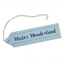 NIEUW! Houten label; Winter Wonderland. 9cm