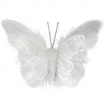 Set van drie winterse witte vlinders, 12x8cm