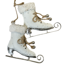Set metalen schaatsjes met belletjes en bont, 10,5cm