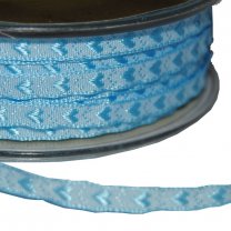 Lichtblauw lint met hartjes, 5mm, per 3 meter