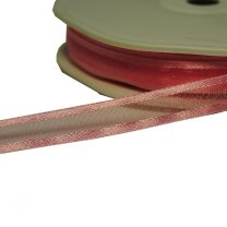 Roze lint, organza met satijnen rand, 10mm per 3 meter