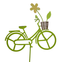 1 + 1 GRATIS; IJzeren fietsje Groen met geel, 13cm