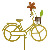 1 + 1 GRATIS; IJzeren fietsje Geel met oranje, 13cm