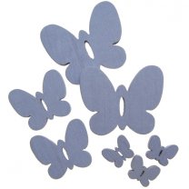 7 houten vlindermix blauw-lila