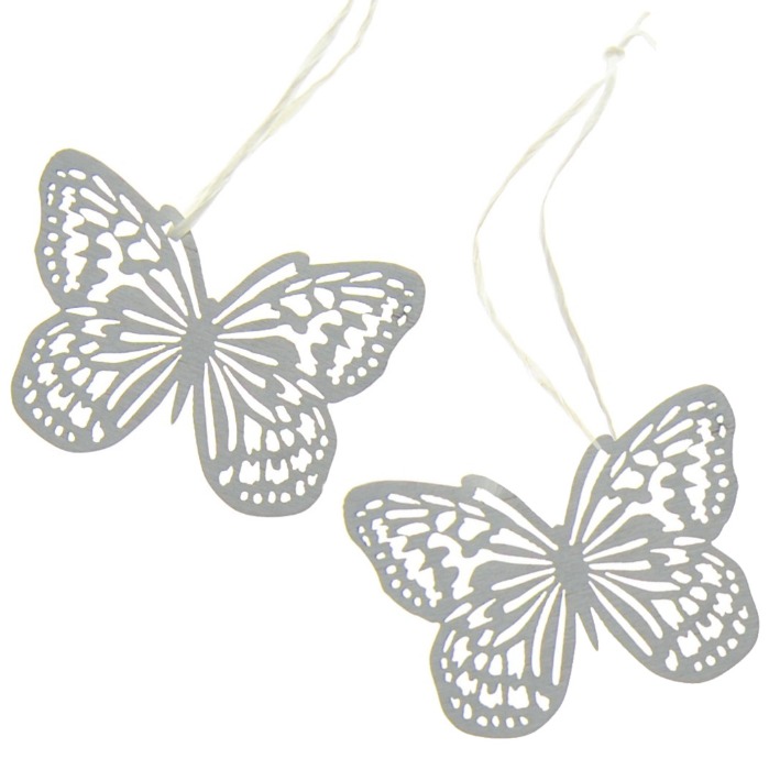 Setje witte delicate houten vlinders, 6cm