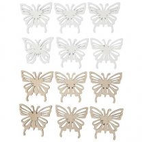 Set van 12 houten vlinders, 4cm