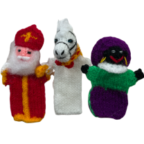 LAATSTE STUKS; Vingerpopje Sinterklaas, Amerigo & Piet, Prijs per set, 10cm