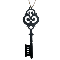 Zwarte silhouette,  Grote metalen sleutel, 5cm x 15cm