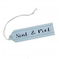 Houten label; Sint & Piet, 9cm