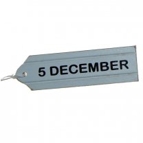 Houten label; 5 December, 9cm