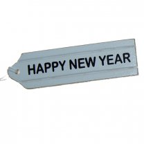 Houten label; Happy New Year, 9cm