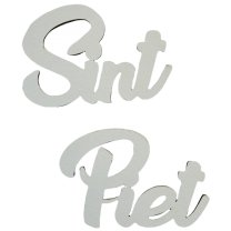 Witte houten teksten 'Sint' en 'Piet' 10cm