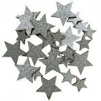 Setje zilveren sterren, 24stuks