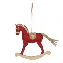 PRE-ORDER** Warm rood schommelpaardje, 15cm