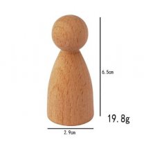 Houten Peg, Kegelpoppetje bol, 65mm (gebruikt voor de Sinterklaas)