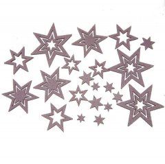 Set Vilten sterren roze/lila, +-4cm
