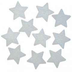 Setje van 10 witte vilten sterren, 3cm